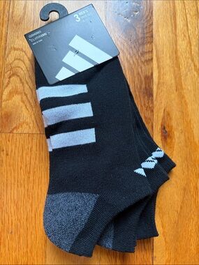 Adidas Men's Cushioned No Show Socks 3-Pack Black Size 6-12 NWT